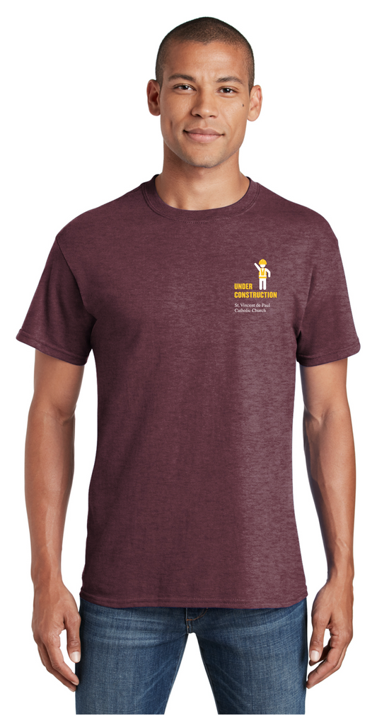 Under Construction T-shirt in Heather Maroon
